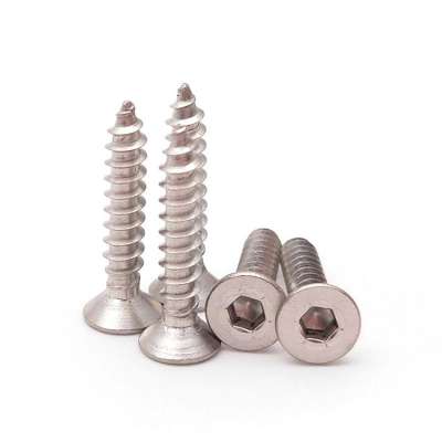 1/4 x 1.5 Stainless steel A2 70 m3 x 6mm Dish Countersunk Flat Head Hex Socket Allen Self Tapping Screw