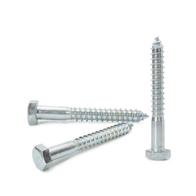 China Manufacturer Steel M2 M3 1/4'Blue Zinc Plated No Slotted Hexagon Screw Half Thread Self Tapping Screw